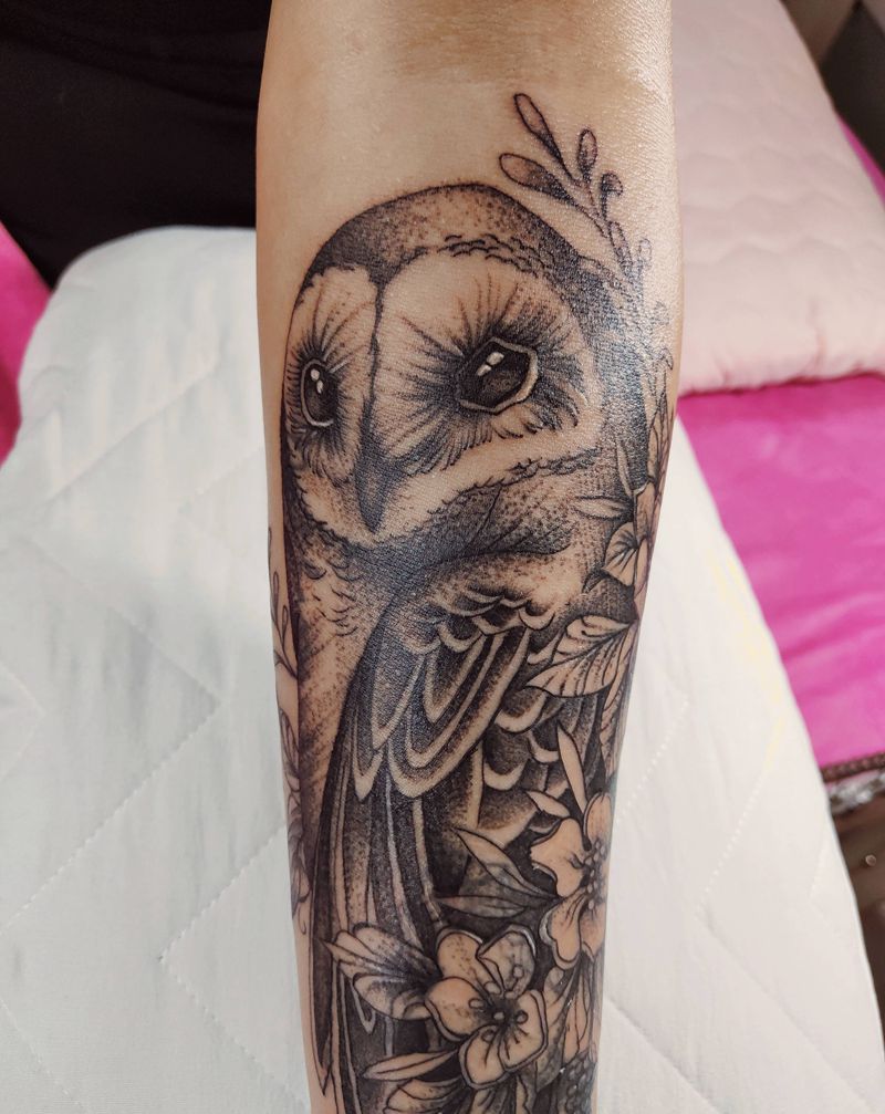 猫头鹰纹身图片_点刺猫头鹰纹身图案