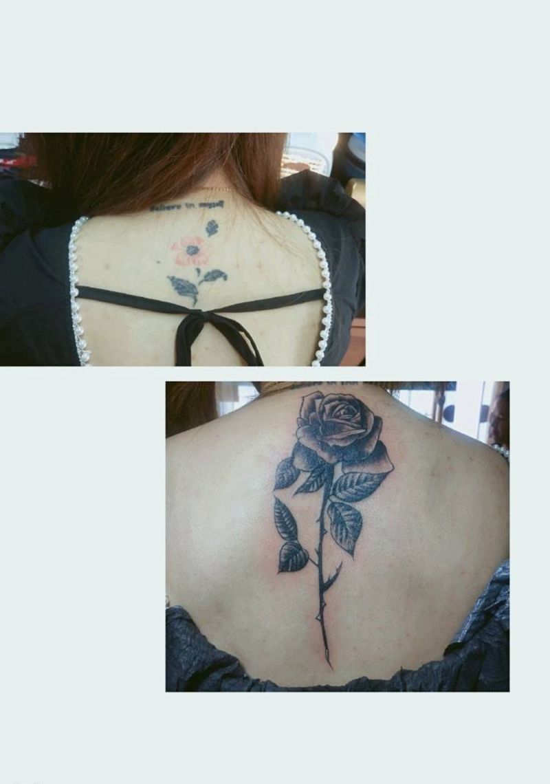 遮盖纹身图片_背部纹身图案