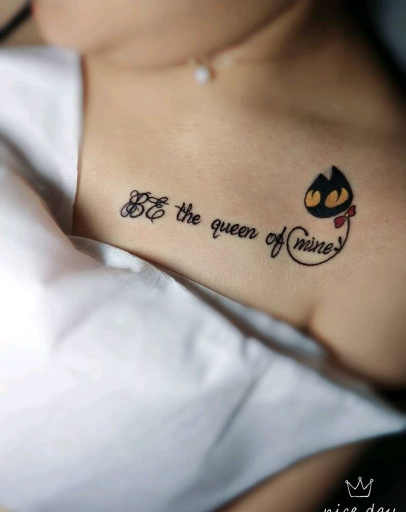 猫咪纹身图片_胸部纹身图案