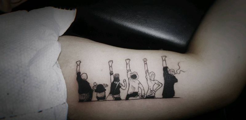 海贼王纹身图片_肩部手臂图腾小清新内侧海贼王纹身图案