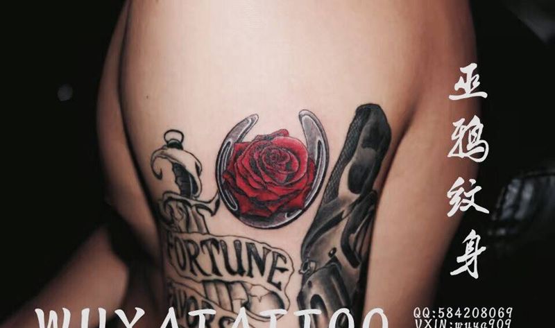 花十字架鲸鱼英文纹身图片_成品欧美宗教植物字符写实手部手臂脚部动物纹身图案