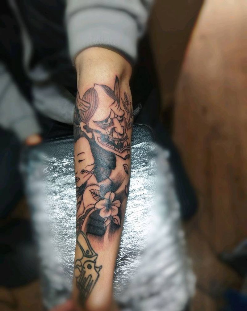 艺伎般若纹身图片