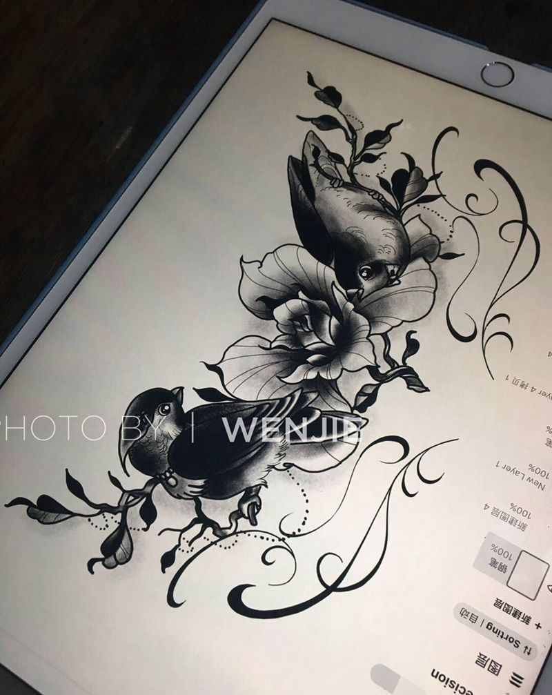 私人定制纹身图片_成品手稿腹部欧美动物火骷髅遮盖设计设计纹身图案