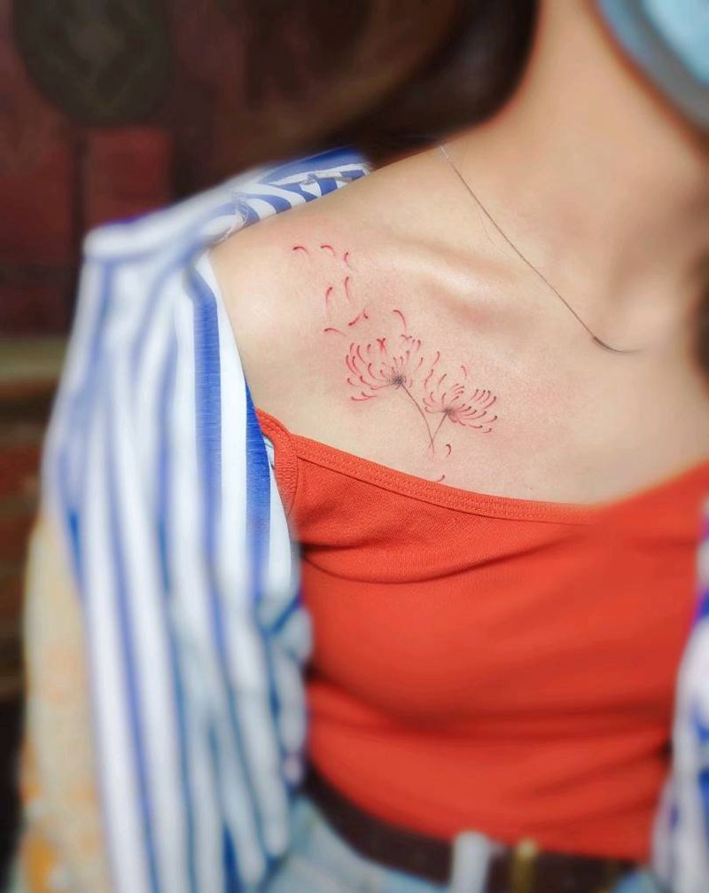 彼岸花纹身图片_胸部纹身图案