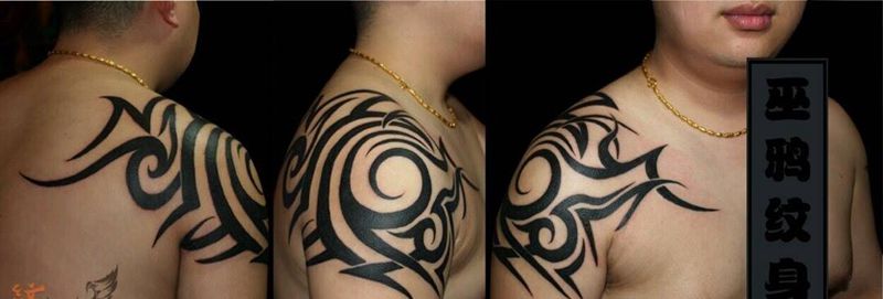 图腾纹身图片_肩部图腾几何纹身图案