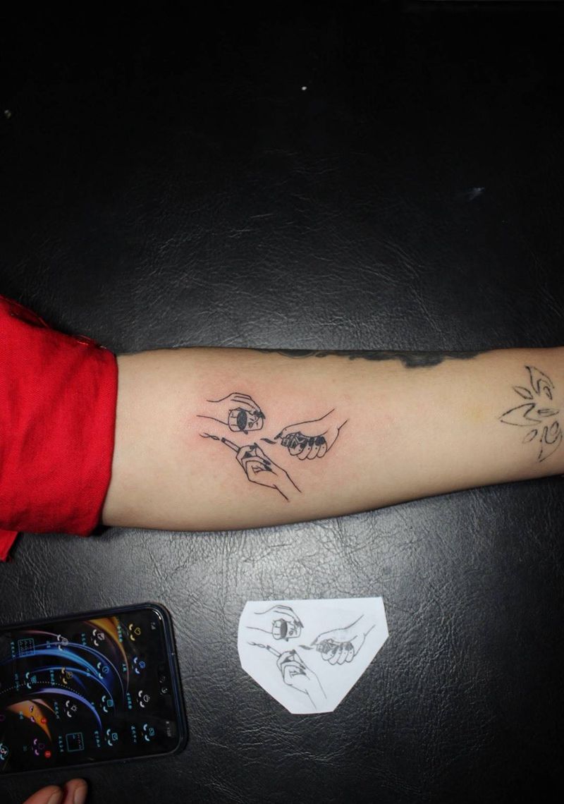 小清新纹身图片_成品手部手臂清新欧美写实肖像人物几何静物纹身图案