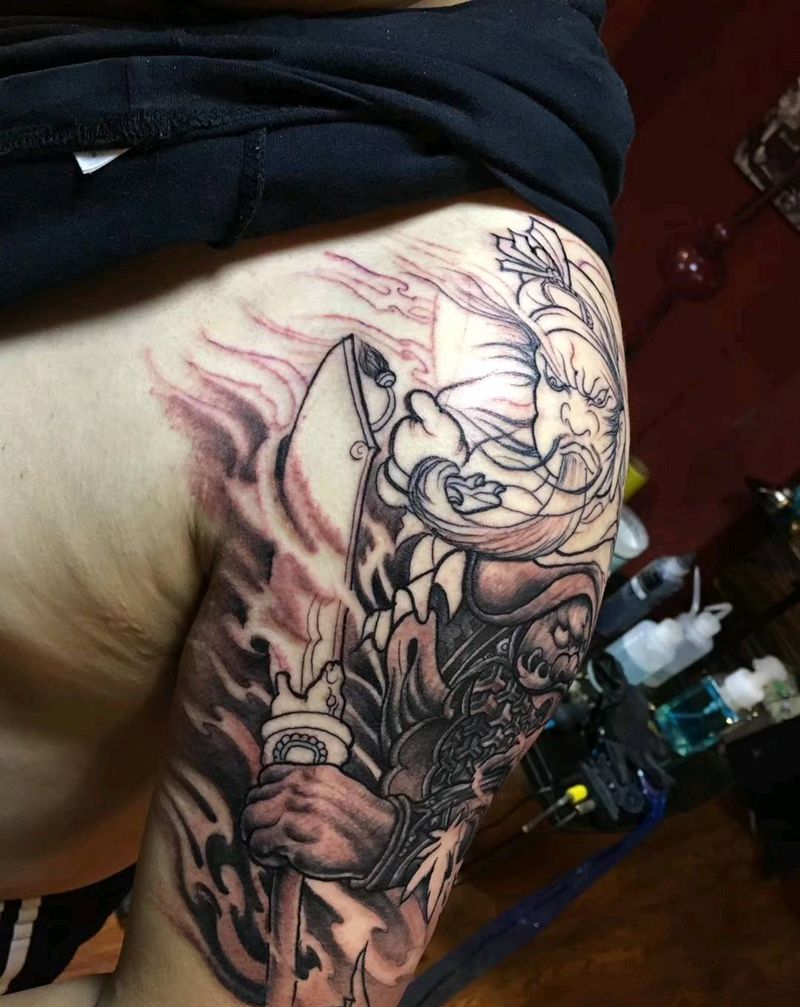 关公纹身图片_肩部手臂新传统纹身图案