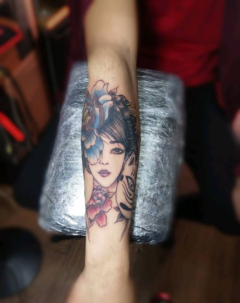 艺伎纹身图片_手臂纹身图案