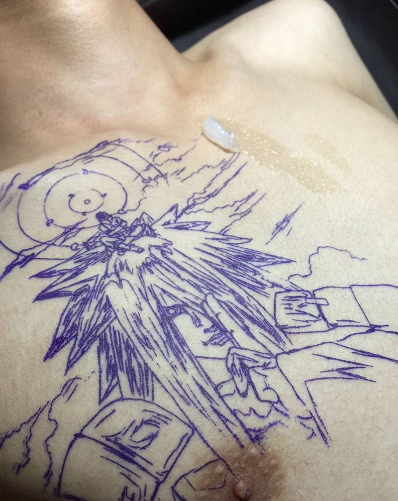 无限月读纹身图片_成品胸部欧美传统肖像人物宗教鬼神纹身图案