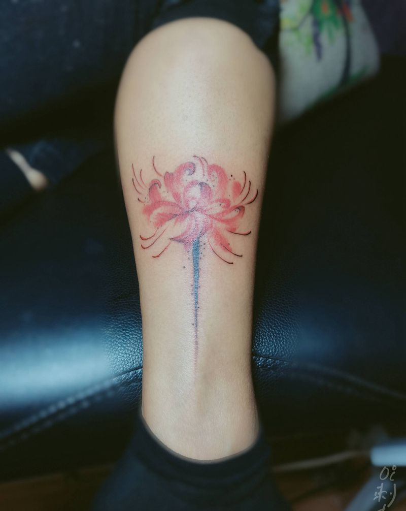 彼岸花纹身图片_脚部纹身图案