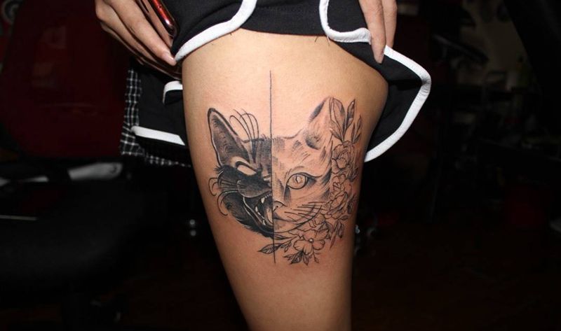 一念之间喵纹身图片