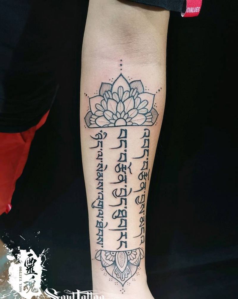 梵花、藏文纹身图片_手部纹身图案