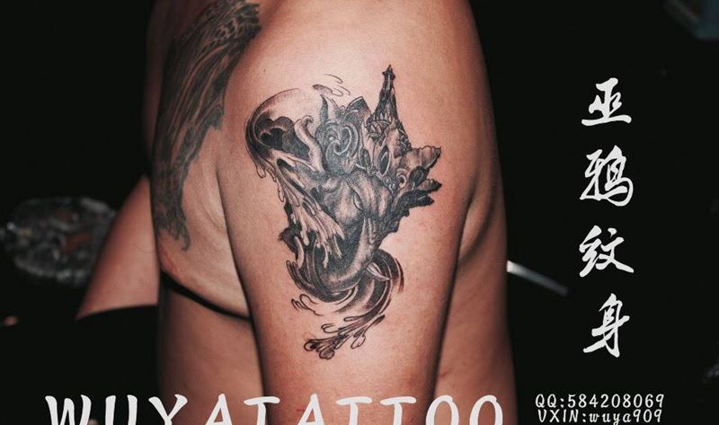 象手英文花纹身图片_成品手臂腿部欧美清新字符纹身图案