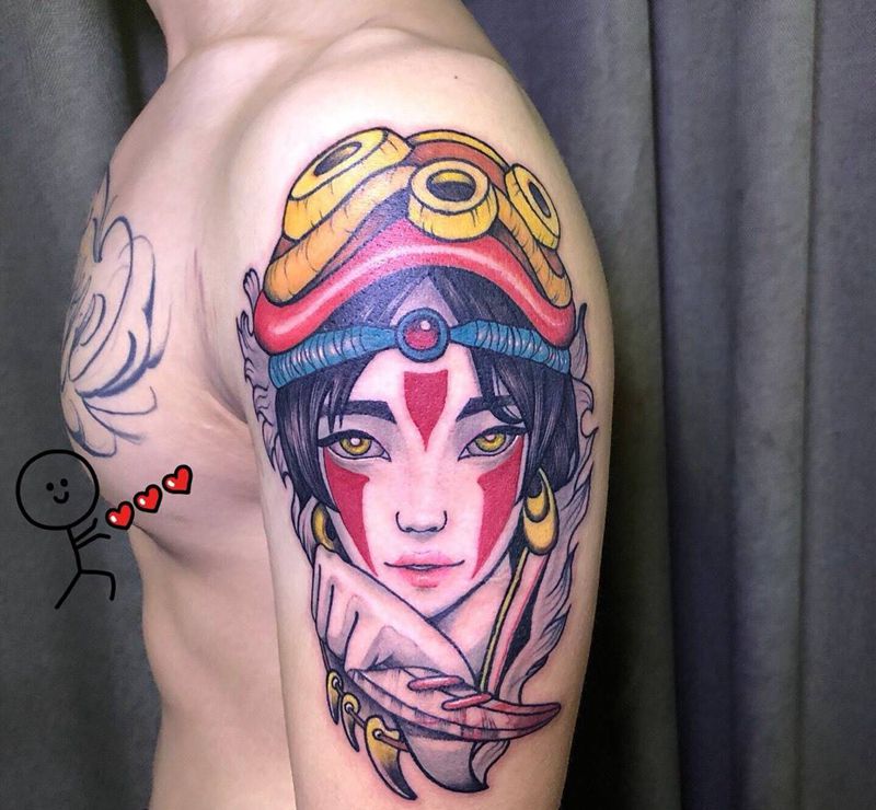 幽灵公主纹身图片_手臂New School动漫宫崎骏纹身图案