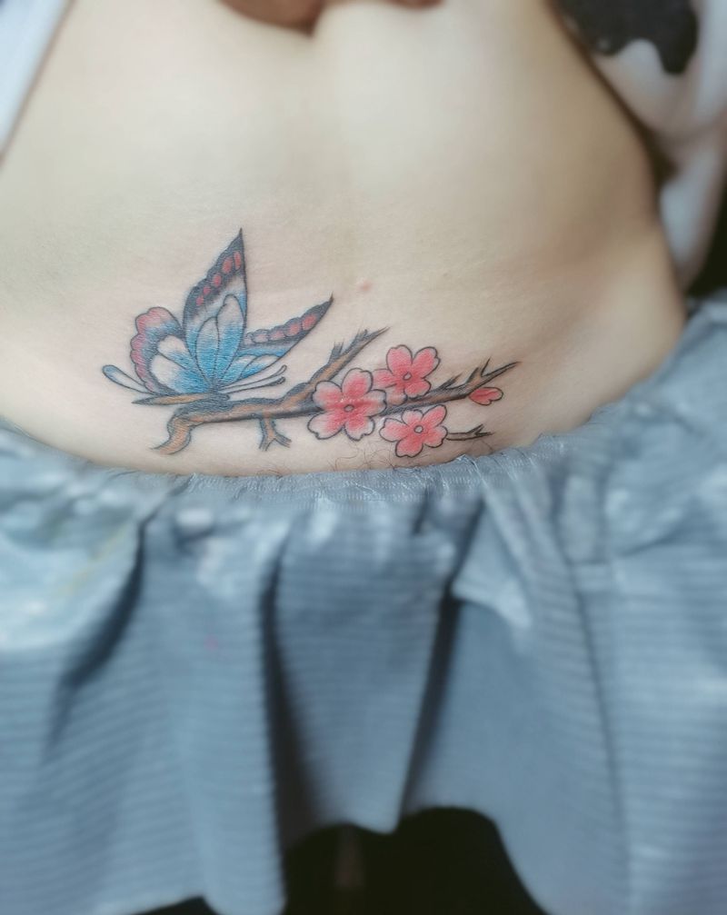 疤痕遮盖纹身图片_腹部纹身图案