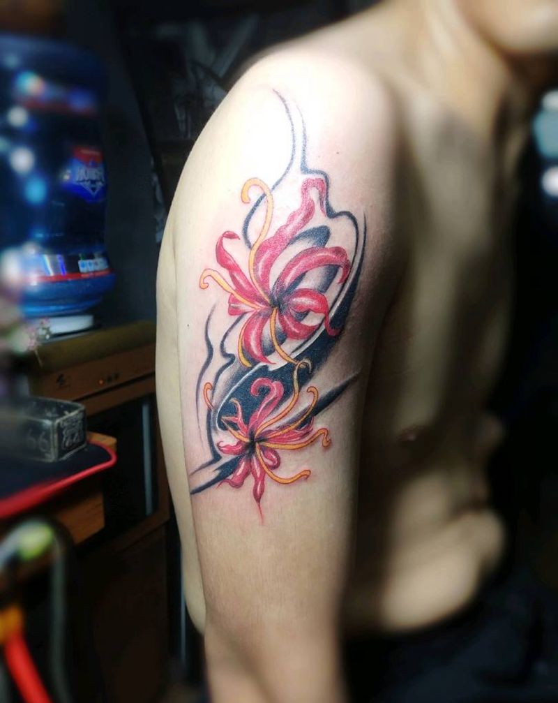 彼岸花纹身图片_手部纹身图案