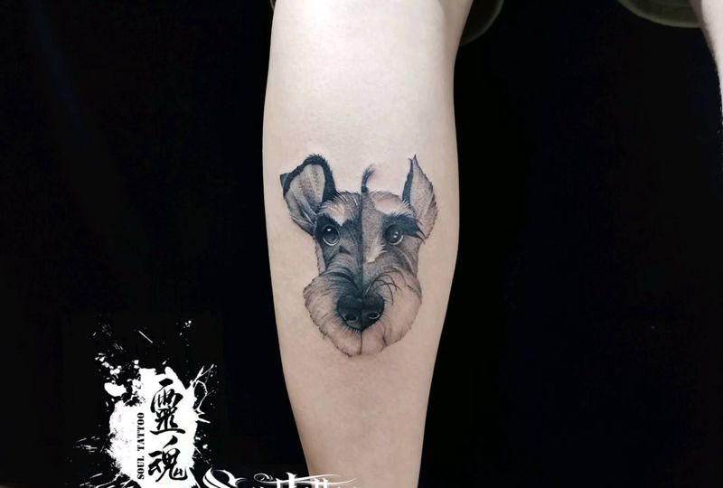 点刺动物纹身图片_腿部点刺纹身图案