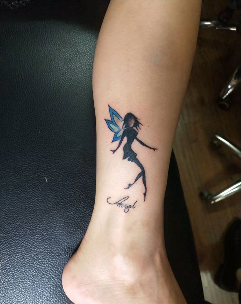 天使纹身图片_脚部纹身图案