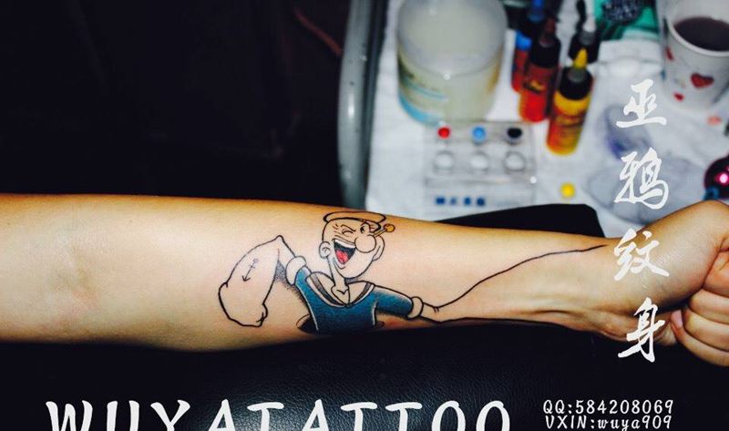 卡通和英文纹身图片_成品胸部手臂手部清新欧美人物字符纹身图案