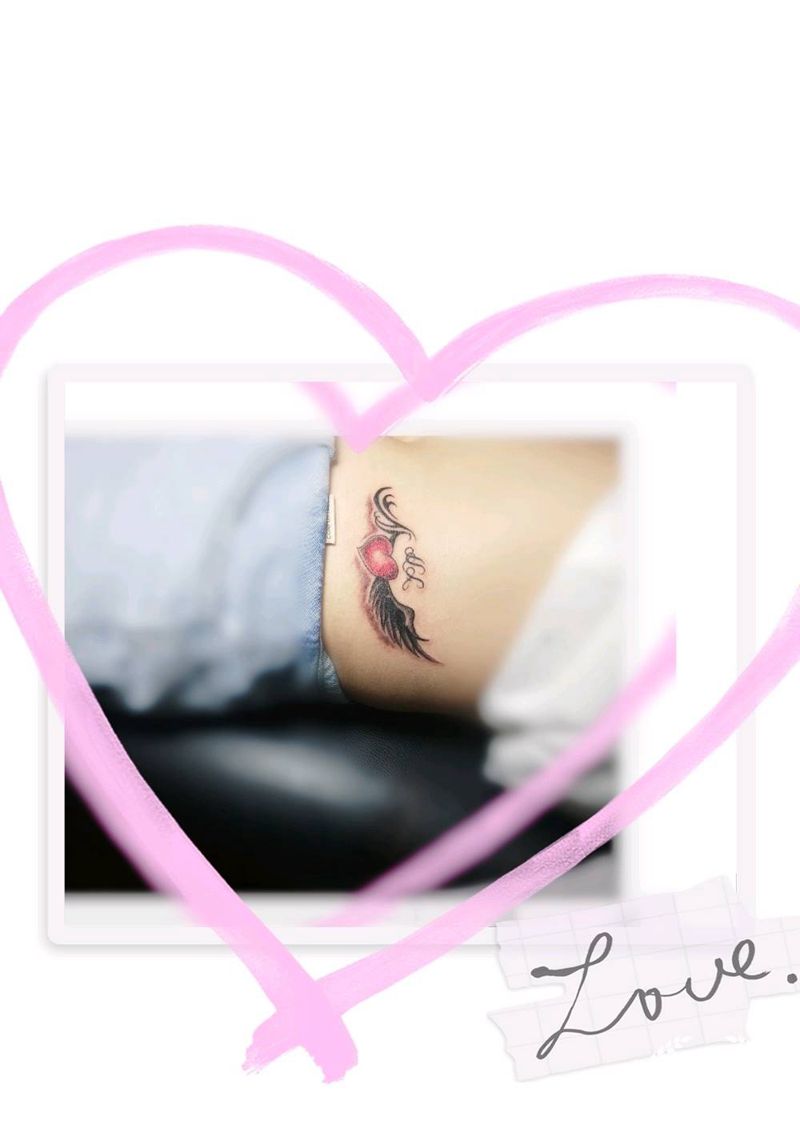 情侣天使纹身图片_腹部纹身图案