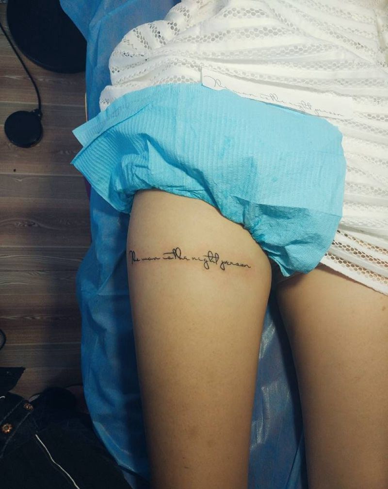 英文纹身图片_腿部清新纹身图案