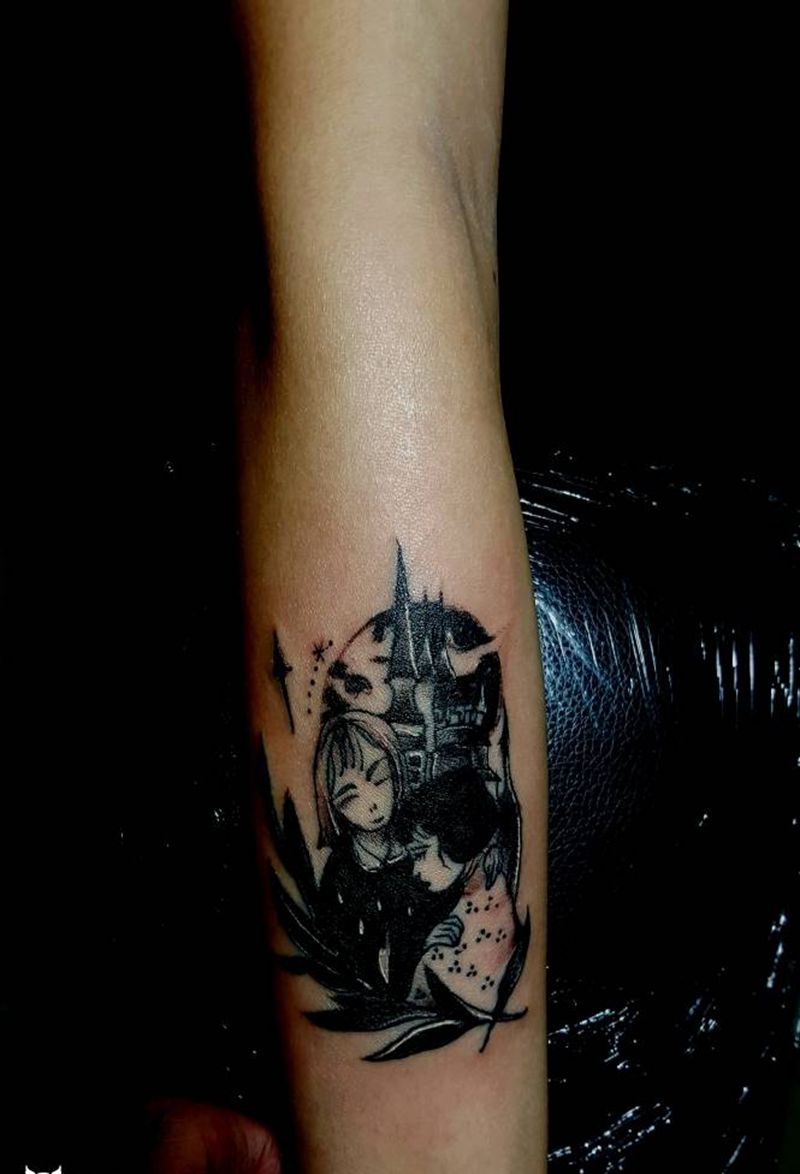 就叫她黑夜双煞好了纹身图片_手臂手部脚部清新写实人物植物静物成品手稿纹身图案