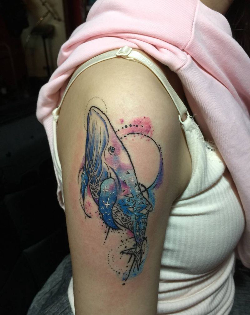 水彩鲸鱼纹身图片