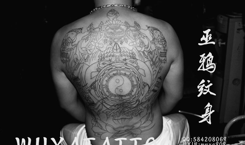 泸州纹身纹身图片_成品肩部胸部背部手臂传统清新几何字符宗教纹身图案