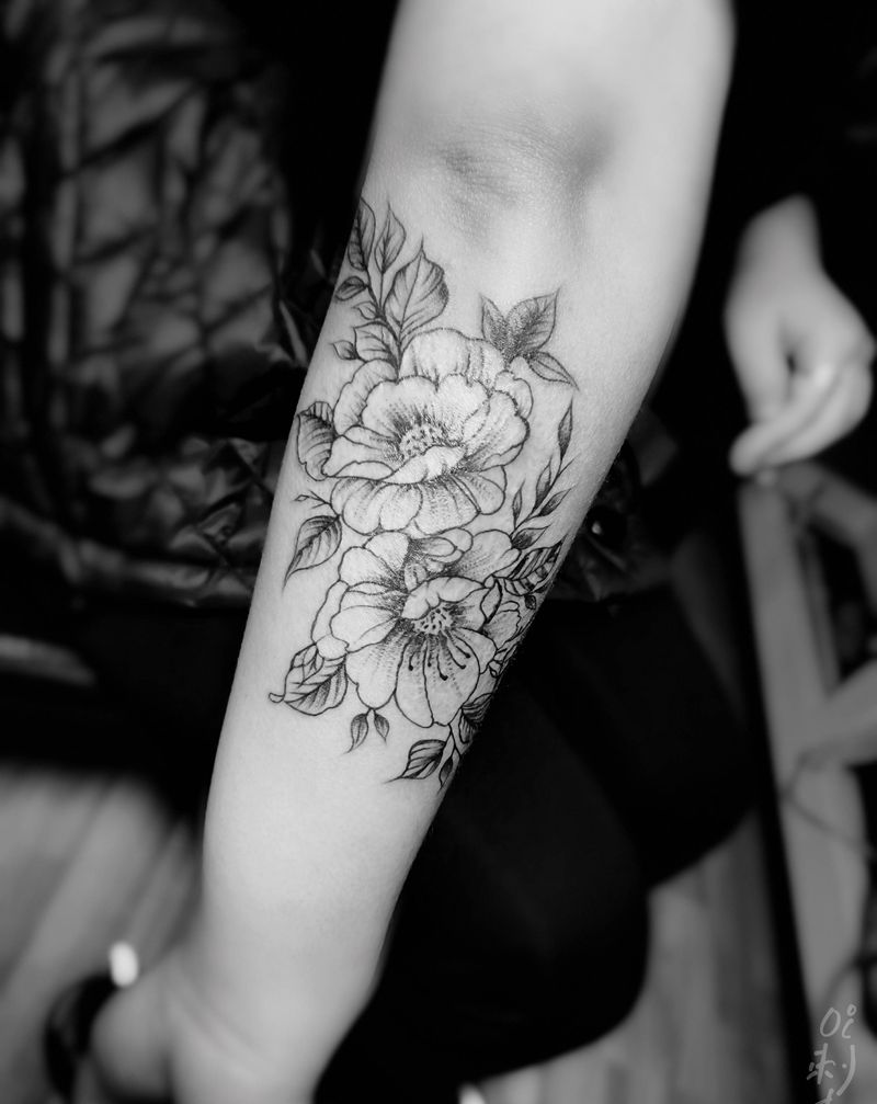 素花纹身图片_手臂纹身图案