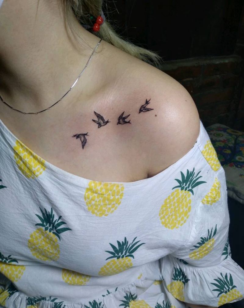 鸟纹身图片_肩部纹身图案