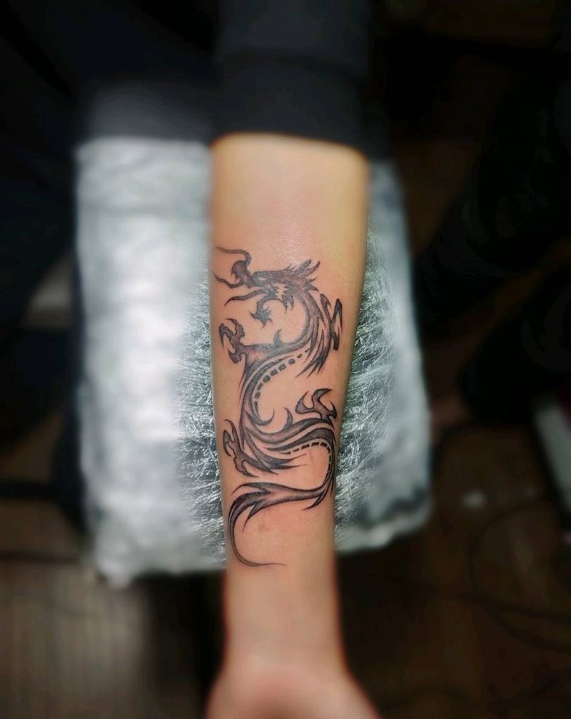 龙纹身图片_手臂图腾纹身图案