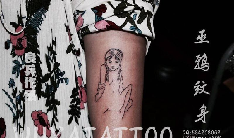 小图纹身图片_成品肩部腰部手臂手部几何字符人物清新肖像纹身图案