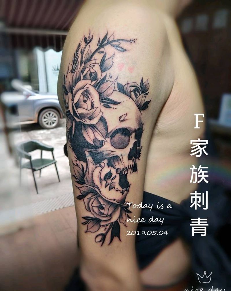 骷髅纹身图片_手臂纹身图案
