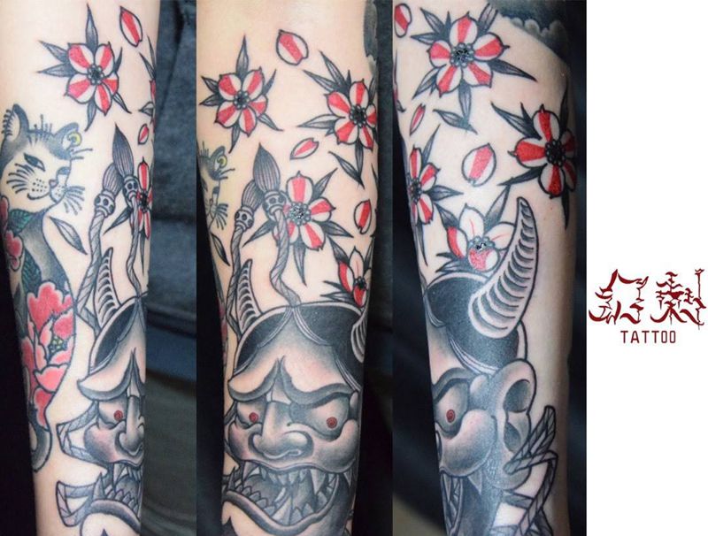 般若，樱花纹身图片