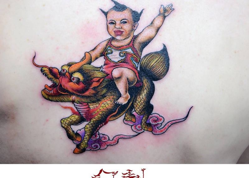 福娃驾麒麟纹身图片