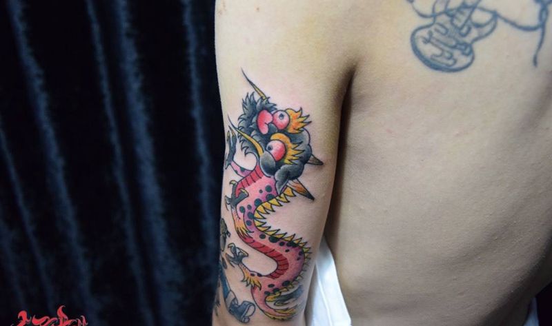 old school龙纹身图片