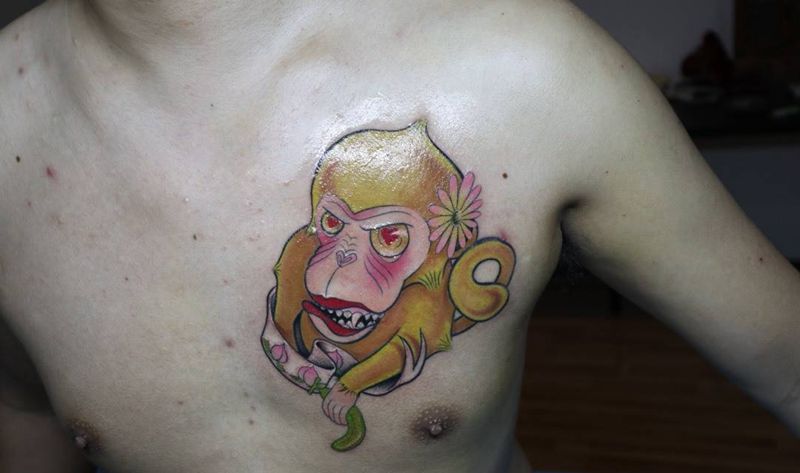 猴头儿纹身图片