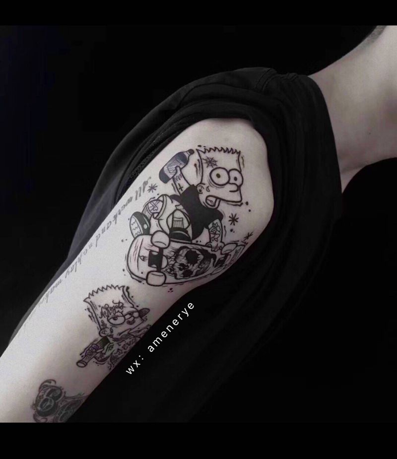 辛普森的一家纹身图片_手臂Old School纹身图案