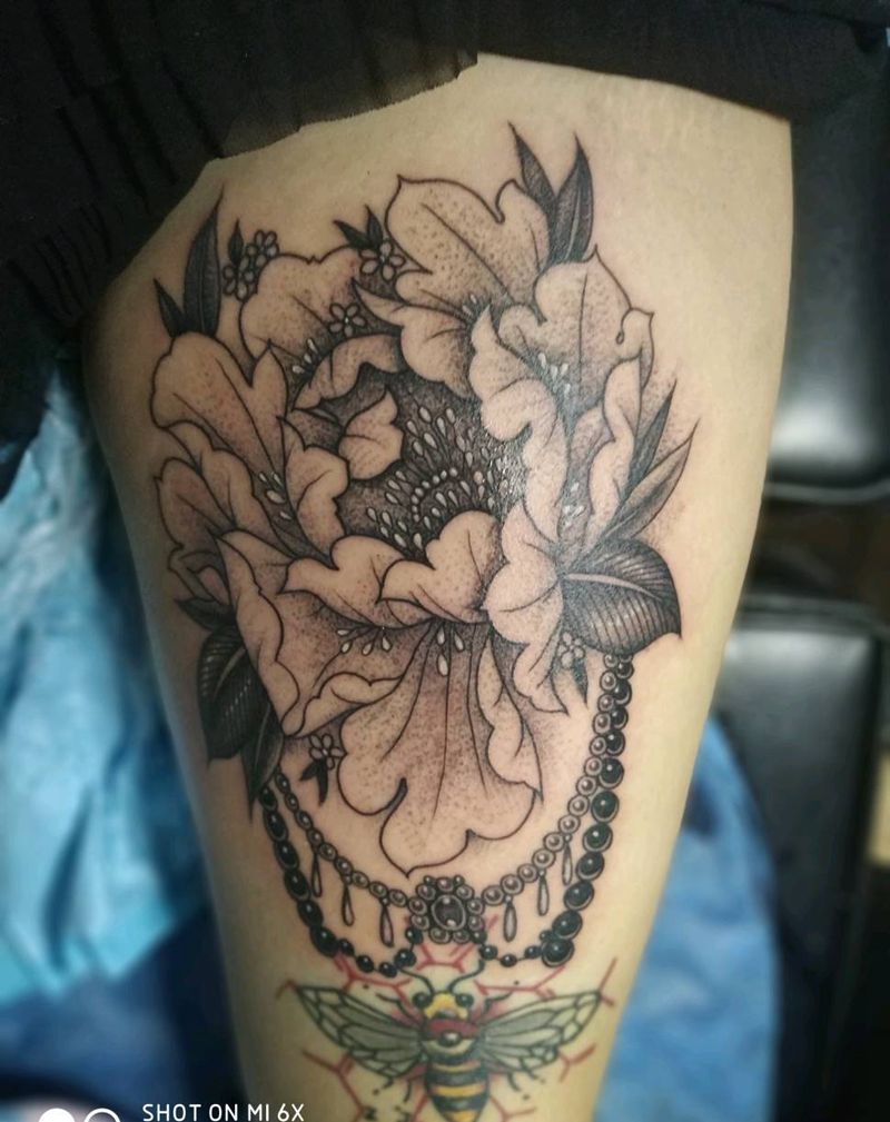 拼接纹身图片_素花扫针纹身图案