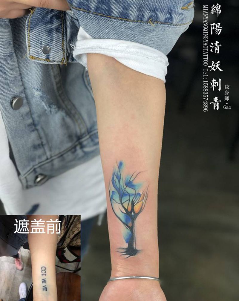 树纹身图片_腿部纹身图案