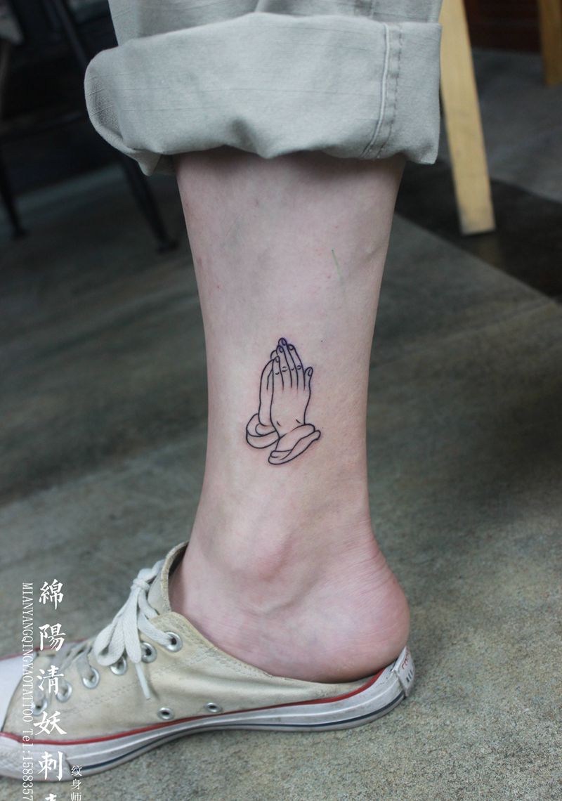 脚踝小刺青 高作品纹身图片_脚部腿部老传统新传统纹身图案