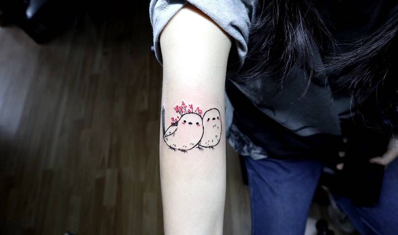 山雀纹身图片_手臂纹身图案