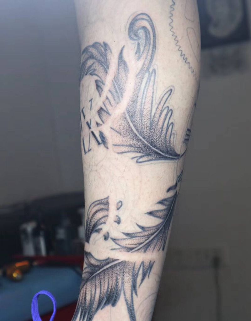 花腿未完成纹身图片_腿部纹身图案