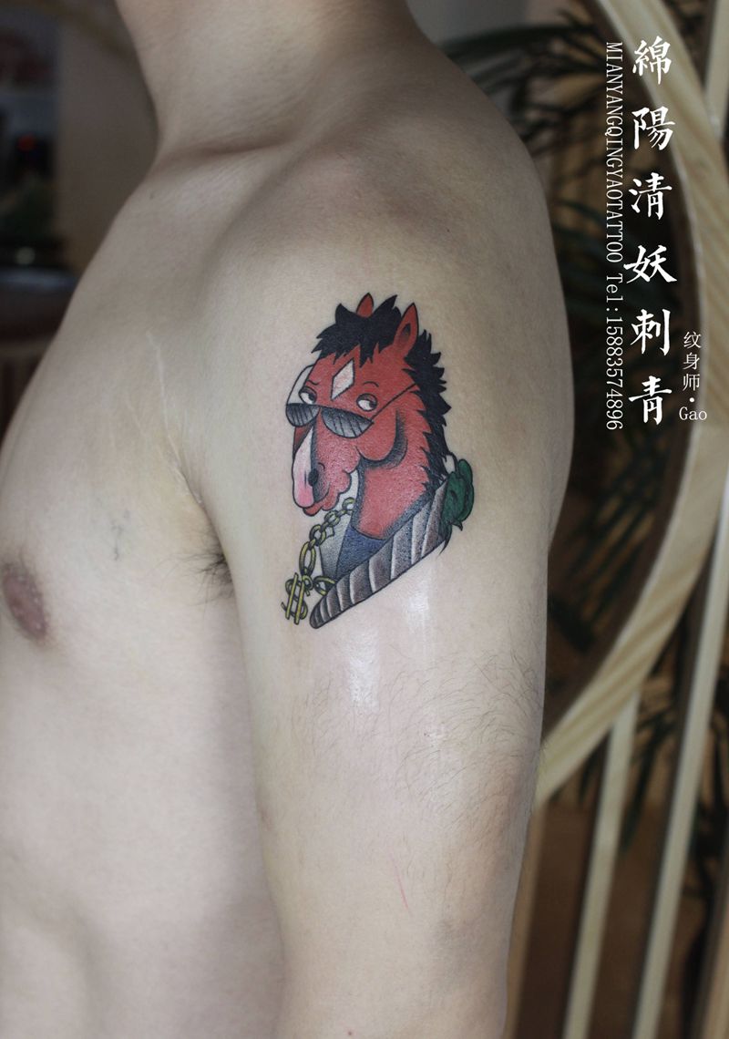 马纹身图片_臀部手部纹身图案