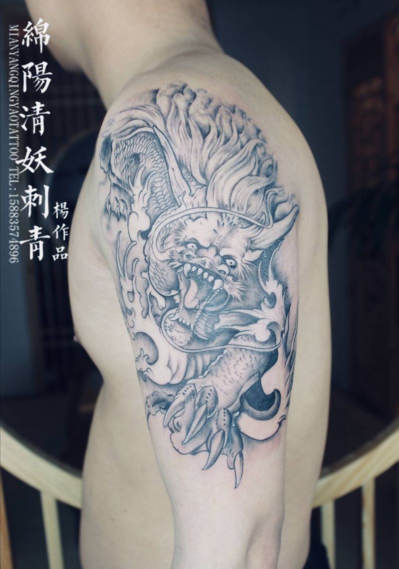 麒麟纹身图片_手部脚部纹身图案