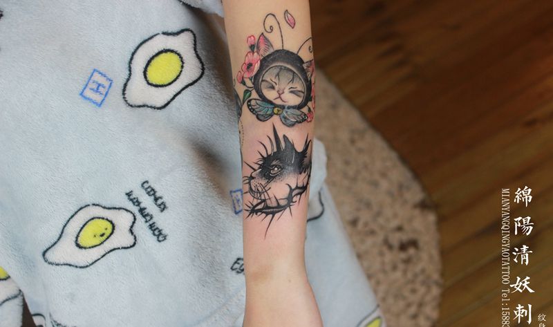 猫纹身图片_手部脚部纹身图案