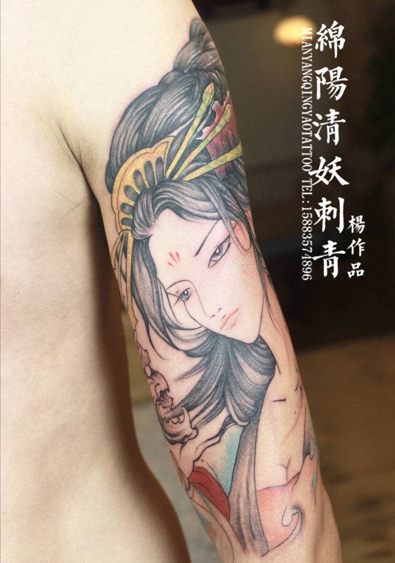 般若美女纹身 杨作品纹身图片_手臂手部新传统老传统纹身图案