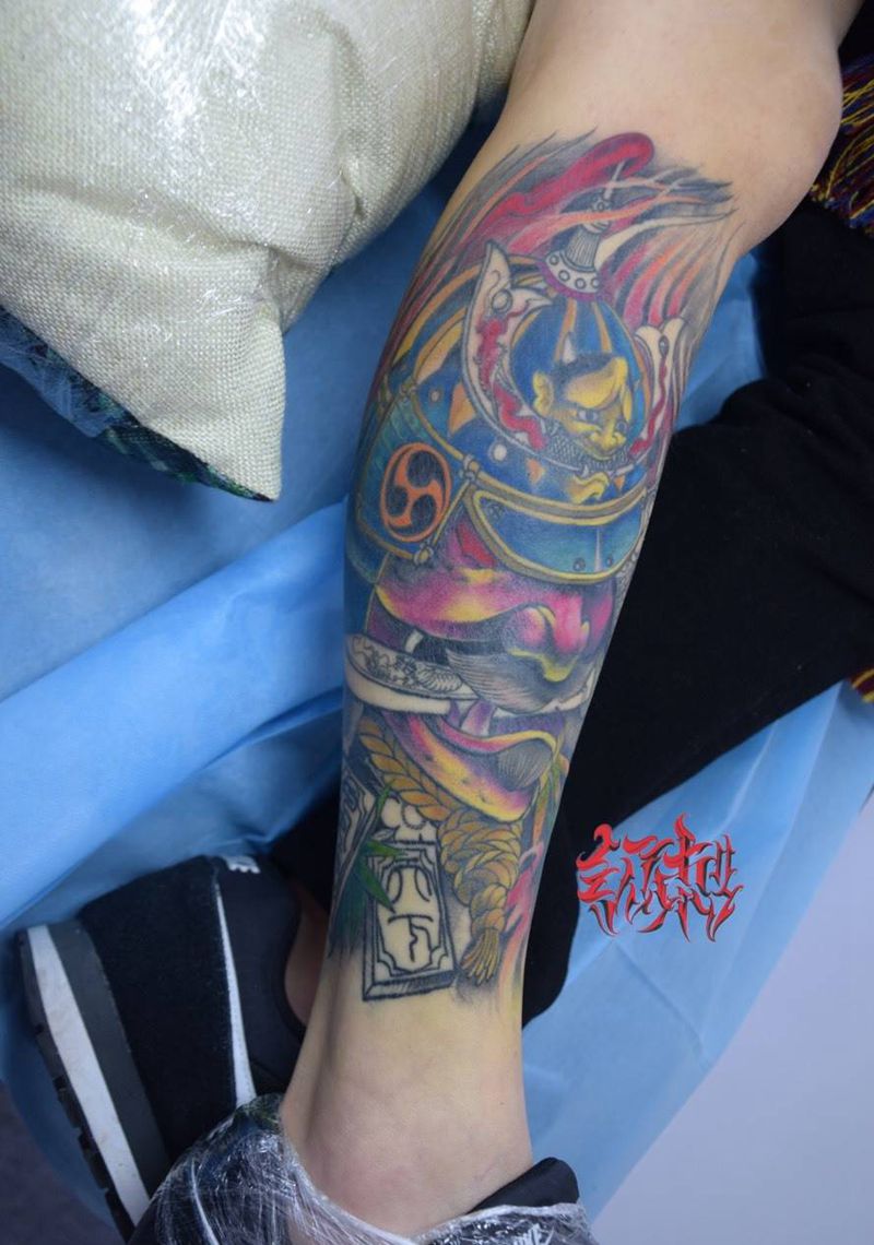 新传统武士纹身图片