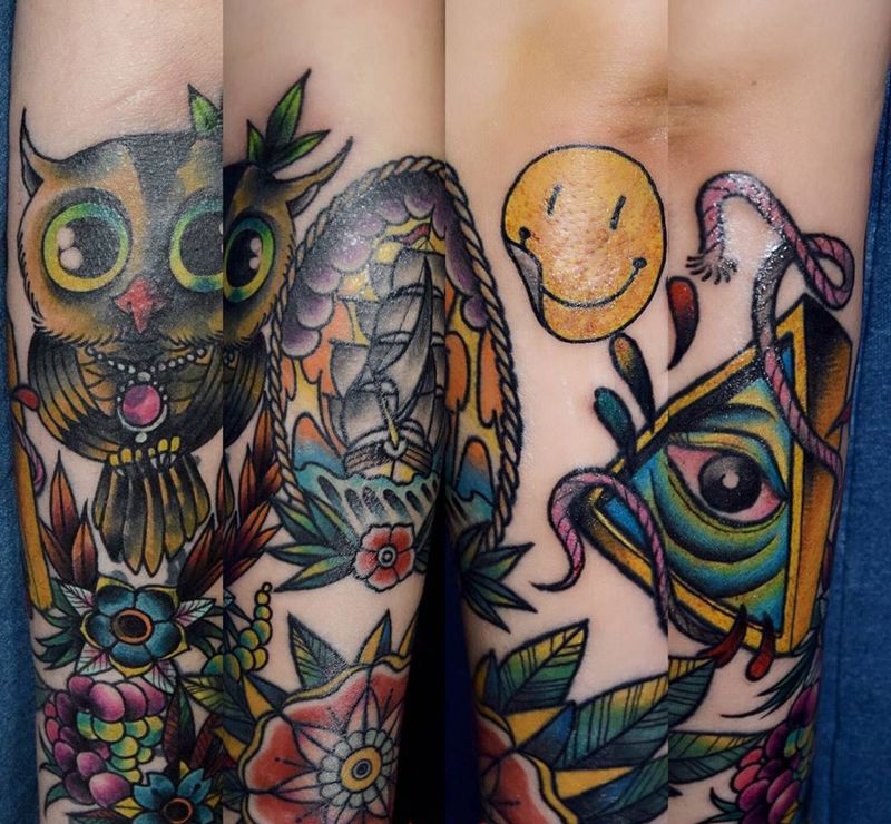 school包臂纹身图片