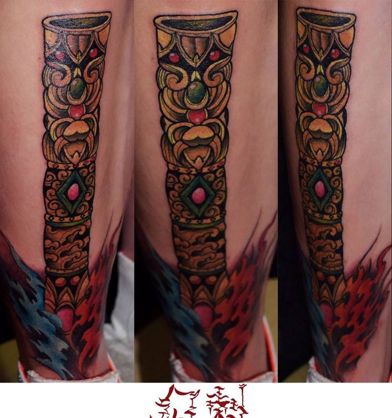 原创设计金箍棒纹身图片